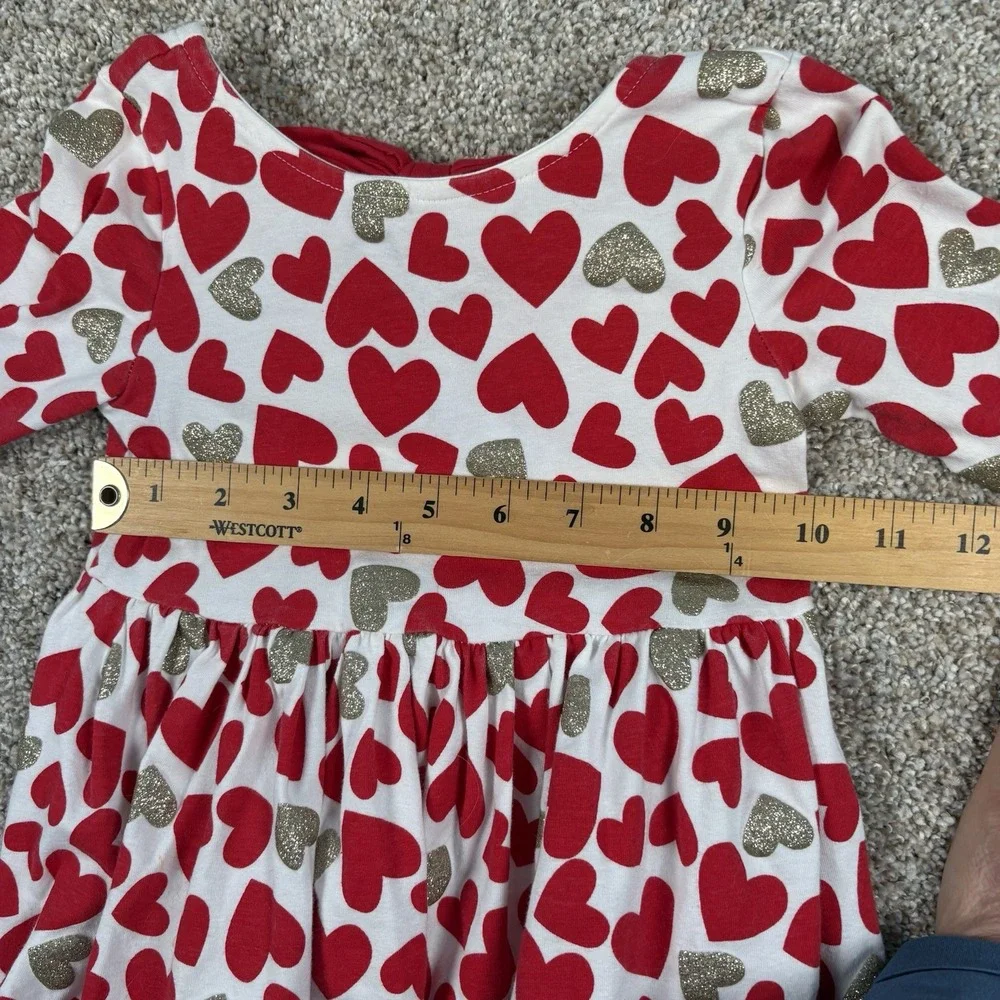 Tommy Bahama Dress Girls 3T‎ Heart Red Glitter Bow Ruffle Valentine Whimsical